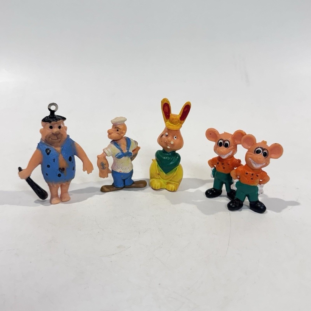 Vintage Sunshine PVC Cartoon Figures Fred Flinstone Popeye Mice Rabbit Hong Kong